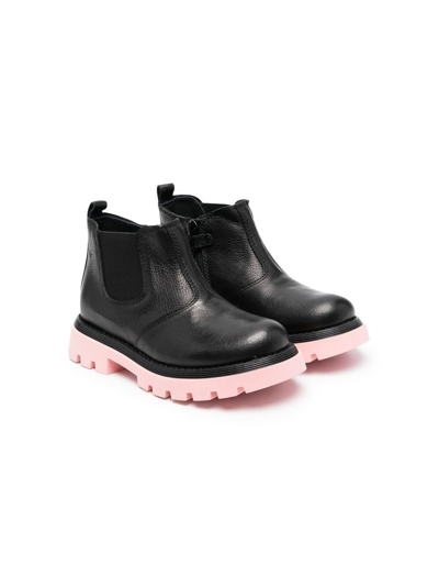 Gallucci Contrast-sole Leather Ankle Boots In 黑色