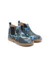 Gallucci Camouflage-print Leather Ankle Boots In 蓝色