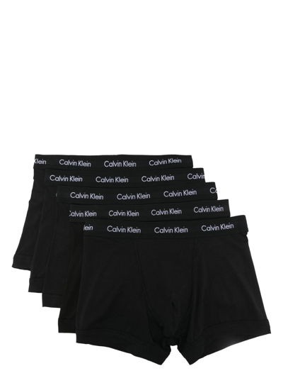 Calvin Klein Underwear Five-pack Logo-waistband Boxer Briefs In Black