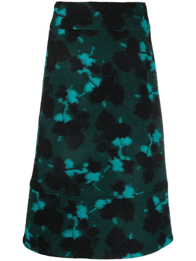 Colville Abstract-print Felted Skirt In Green