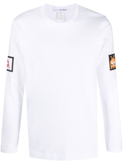 Comme Des Garçons Shirt Space Invader Long-sleeve T-shirt In 白色