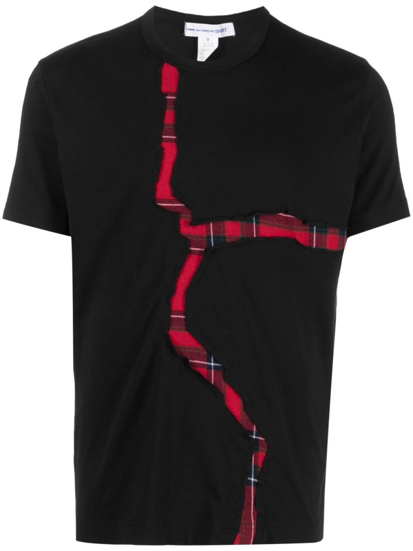 Black Comme Des Garçons tartan check-pattern wool shorts - Red