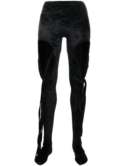 Ottolinger Tabi Cut-out Velvet Leggings In Black