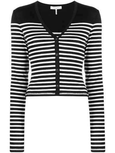 Rag & Bone Breton Stripe Crewneck Sweater In Black Multi