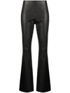 Rag & Bone Leather Flared Fit Simone Pants With Back Zip In 黑色