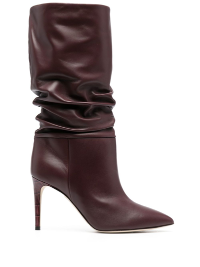 Paris Texas 90mm Ruched Calf-length Boots In Brown