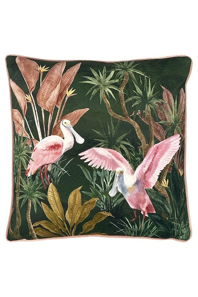 Paoletti Platalea Tropical Throw Pillow Cover In Green