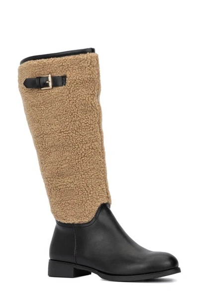 Torgeis Misty Faux Fur Trimmed Tall Boot In Black
