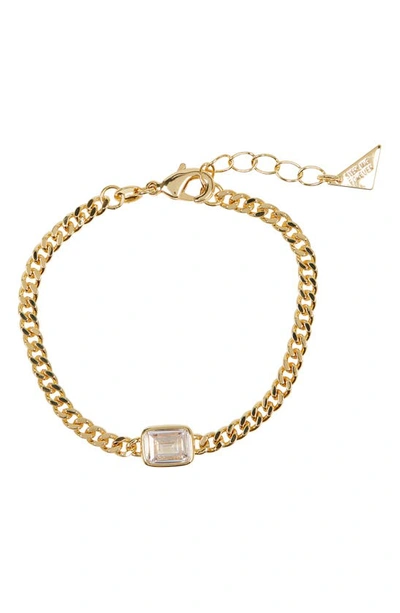 Sterling Forever Harper Cubic Zirconia Chain Bracelet In Gold