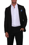 Tailorbyrd Solid Jacquard Notch Collar Two Button Jacket In Black