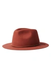 Brixton Wesley Wool Fedora In Burnt Henna