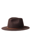 Brixton Wesley Wool Fedora In Deep Brown