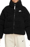 Nike Sportswear Therma-fit City Series High Pile Fleece Jacket In Black/ Black/ White