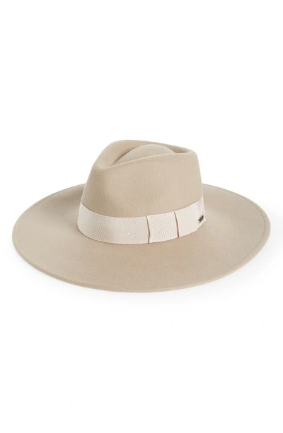 Brixton Joanna Wool Felt Fedora In Light Fawn