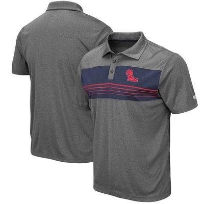 COLOSSEUM COLOSSEUM HEATHERED CHARCOAL OLE MISS REBELS SMITHERS POLO