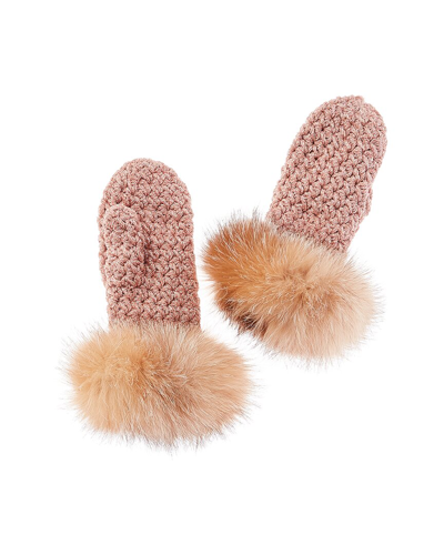 Surell Accessories Fleece-lined Knit Mittens In Pink