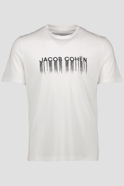 Jacob Cohen Men's White Logo Drip T Shirt | ModeSens