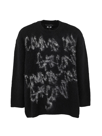 Comme Des Garçons Logo Intarsia Knit Wool Sweater In Black