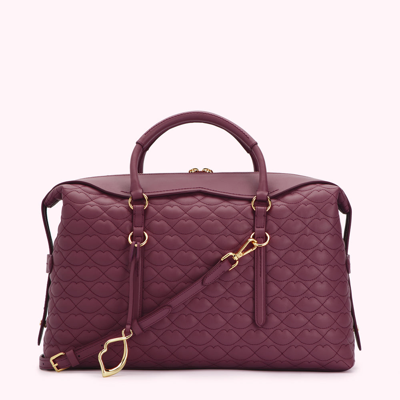 Lulu Guinness Peony Quilted Lip Taylor Leather Handbag In Burgundy