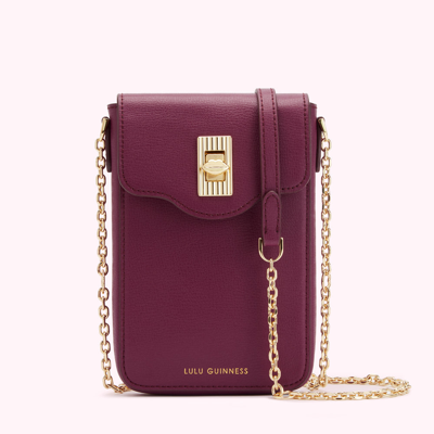 Lulu Guinness Peony Leather Rita Crossbody Mini Bag In Purple