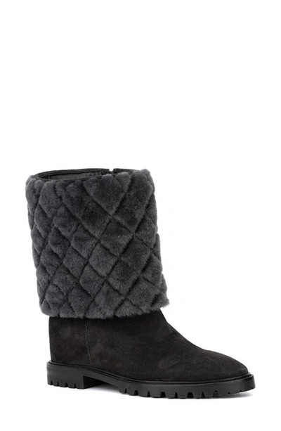Aquatalia Casandra Genuine Shearling Winter Boot In Grey