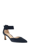 Pelle Moda Ciann Ankle Strap Pointed Toe Pump In Midnight