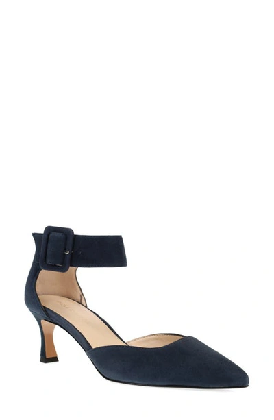 Pelle Moda Ciann Ankle Strap Pointed Toe Pump In Midnight