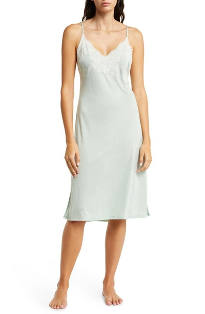 Natori Luxe Shangri-la Nightgown In Heather Sage Green