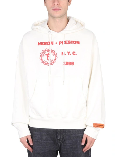 Heron Preston Cotton Hoodie In White