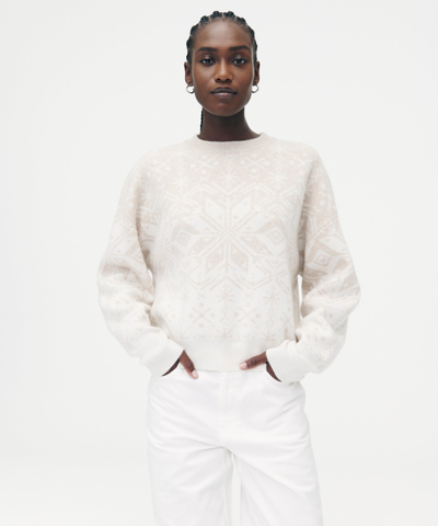 Naadam Cashmere Fair Isle Holiday Crewneck Sweater In White Combo