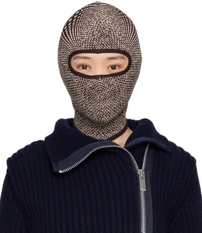 Anne Isabella Off-white & Brown Optical Balaclava In Hickory Check