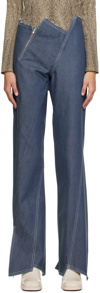 Anne Isabella Blue Asymmetric Jeans In Light Denim Blue