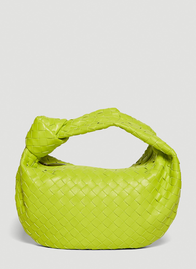 Bottega Veneta Teen Jodie Intrecciato Leather Hobo In Acid Green-silver