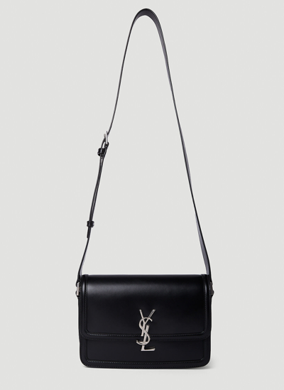 Saint Laurent Monogram-logo Leather Messenger Bag In Black