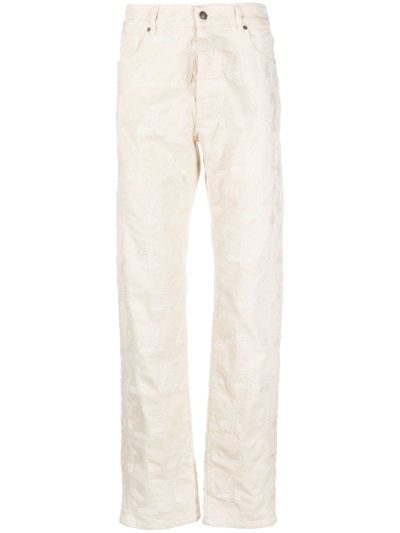 424 Bleach-wash Straight-leg Jeans In White