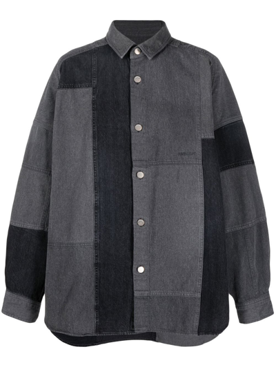 Ambush Gray And Black Cotton Denim Shirt In Grey