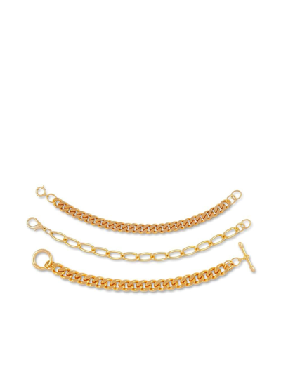Pre-owned Susan Caplan Vintage 1990s Set Of Three Chain Bracelets In Gold