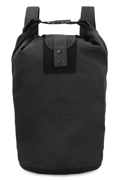 Stone Island Logo Detail Nylon Backpack In Black