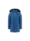 Moose Knuckles Fur-trimmed Cloud 3q Down-padded Jacket In Faded Denim