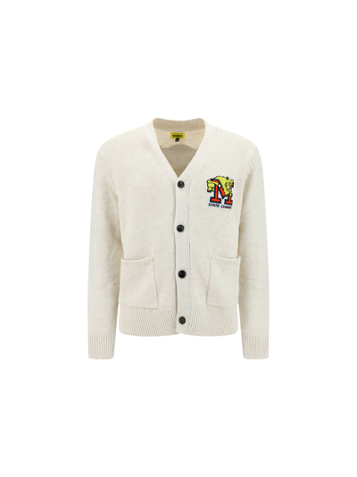Market State Champs Logo-embossed Cotton-blend Cardigan In Yellow Cream