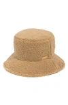 Vince Camuto Faux Shearling Bucket Hat In Tan