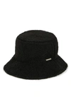 Vince Camuto Faux Shearling Bucket Hat In Black