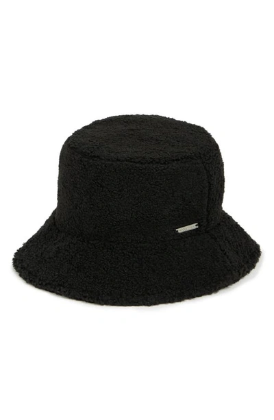 Vince Camuto Faux Shearling Bucket Hat In Black