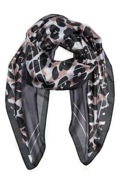 Vince Camuto Leopard Logo Square Scarf In Charcoal