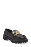Karl Lagerfeld Giana Platform Loafer In Black/gold