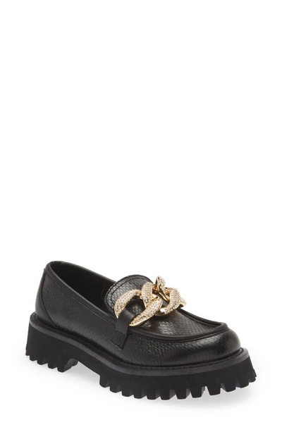 Karl Lagerfeld Giana Platform Loafer In Black/gold