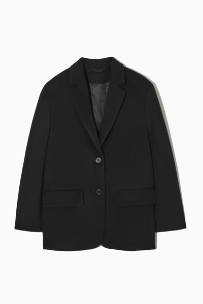 Cos Relaxed-fit Single-breasted Wool Blazer In Black