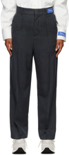 Ader Error Gray Striped Trousers In Charcoal
