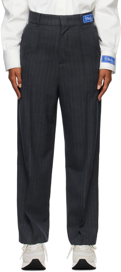 Ader Error Gray Striped Trousers In Charcoal