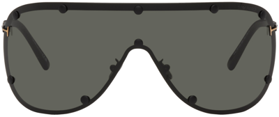 Tom Ford Kyler Pilot Mask Metal Sunglasses In Black,smoke